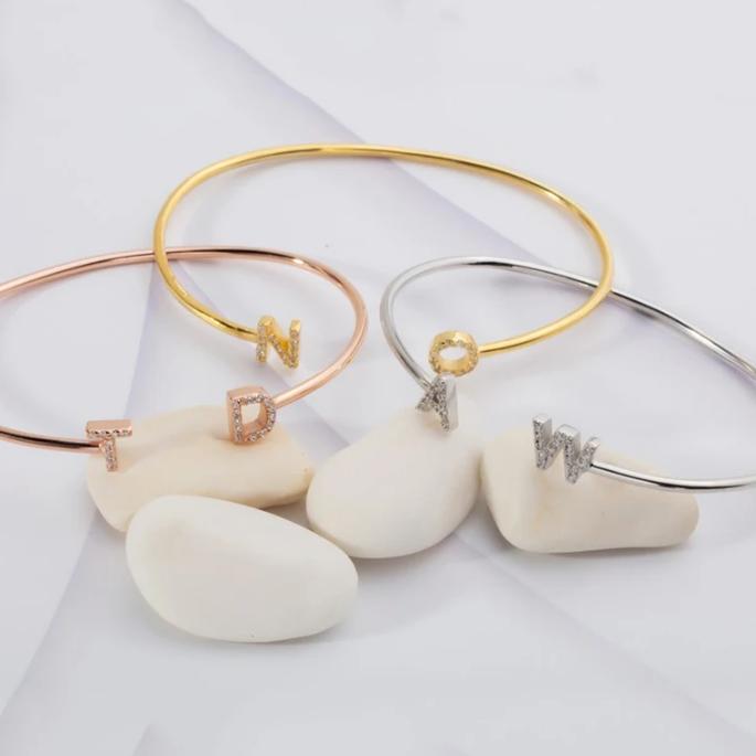 Bella Crystal Initial Bangle