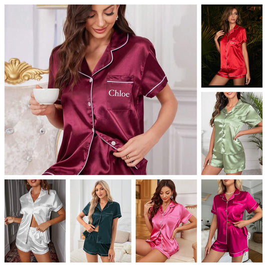 Personalised Satin Short Pyjamas