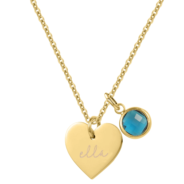 Elma Heart Personalised Name & Birthstone Necklace