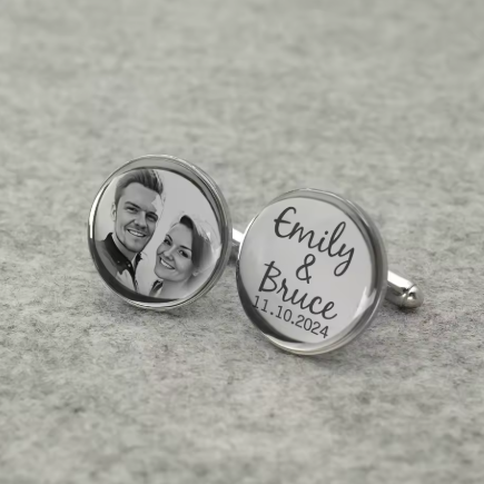 Custom Personalised Cufflinks - Silver