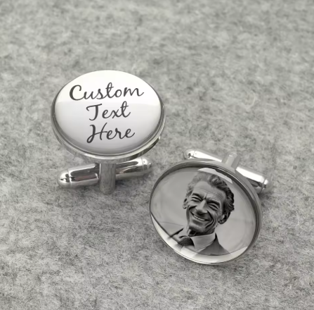 Custom Personalised Cufflinks - Silver