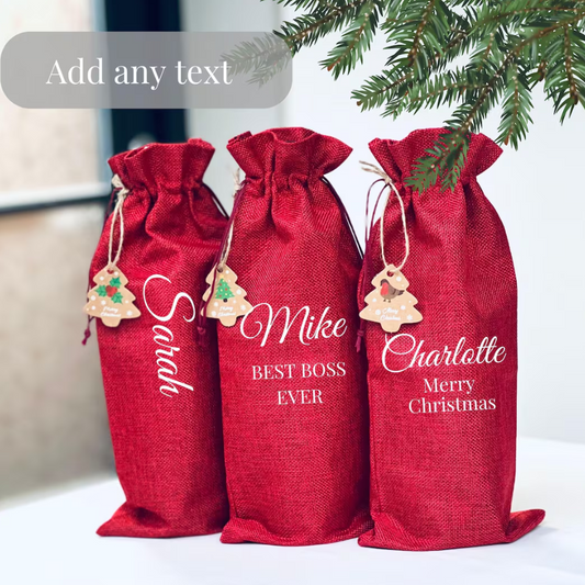 Personalised Red Wine Bottle Gift Bag